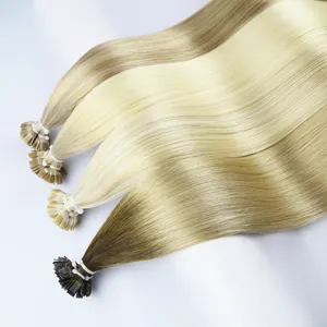 Wholesale Double Drawn Italian Pre-bonded Flat tip Hair Extensions Virgin Keratin Human Hair Extension