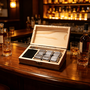 Addreen Pierres à whisky écologiques en acier inoxydable 304, lot de 6, réutilisables, accessoires de bar, meilleur cadeau pour hommes - Product Image 3