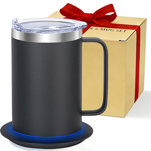 Mug intelligent à contrôle de température pour hôtel, 14 oz, noir, autonomie de 1,5 heure, chauffe-tasse sans fil contrôlé par application - Product Image 1
