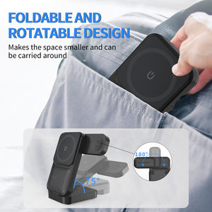 Producto de Moda, <span class=keywords><strong>Cargador</strong></span> Inalámbrico Plegable de 15W, 5 en 1, con Pantalla Digital de Hora, Rotación para Múltiples Dispositivos, para Oficina, Personalizable - Product Image 3