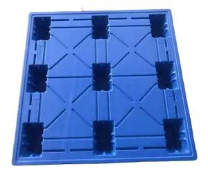 Paleta de plástico de molde de soplado de 9 pies apilable resistente y ligera para artículos de almacén industrial