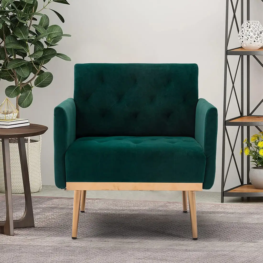 Moderne Einzels itz elegante smaragdgrüne Designer Samt getuftet Stuhl Stühle Möbel Wohnzimmer