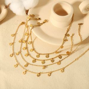 Tobillera de acero inoxidable con cadena ondulada chapada en oro PVD de 18 quilates de alta gama, accesorio de moda - Product Image 1