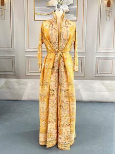 Zifeng OEM Cardigan plissé imprimé à la mode musulmane de Dubaï, robe orientale arabe, abaya - Product Image 3