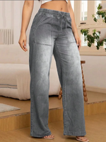 Jeans droits taille haute décontractés en denim délavé pour femme, coupe ample, écologiques, personnalisables OEM ODM 2026