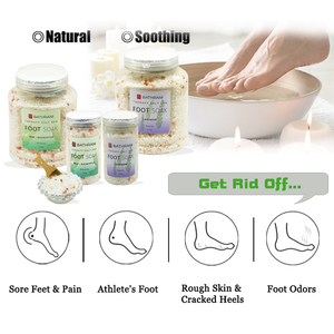 Bain de <span class=keywords><strong>pieds</strong></span> exfoliant au <span class=keywords><strong>sel</strong></span> d'<span class=keywords><strong>Epsom</strong></span> riche en minéraux naturels <span class=keywords><strong>pour</strong></span> la récupération musculaire et la relaxation - Product Image 2