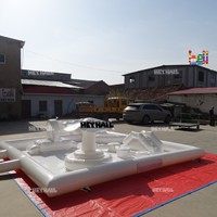 Kolam Renang Tiup Anak Balita Putih, Arena Bermain Air, Rintangan, Rumah Loncat dengan Seluncuran, Taman Air untuk Anak-Anak