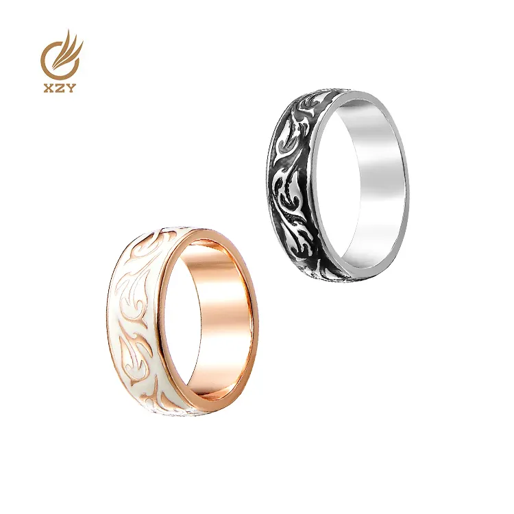 XZY Heart Hug Rhodium Rose Gold Plated Simple Designs Silver 925 Finger Rings Set Women Men Lover Black White Enamel Couple Ring