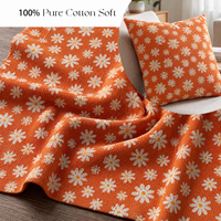Tissu en coton peigné imprimé réactif motif prairie de marguerites pour serviette de toilette, taie d'oreiller, tenue de yoga