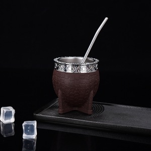 8oz Leather <strong>Argentina</strong> Mate Cup Stainless Steel 304 <strong>Yerba</strong> Mate Gourd Vacuum Insulated Stainless Steel <strong>yerba</strong> mate cup leather - Product Image 2