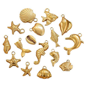 S1237 Suministros de joyería a prueba de agua sin deslustre 18K Chapado en oro Acero inoxidable Oyster Seahorse Under Sea Marine Charm Colgantes - Product Image 4