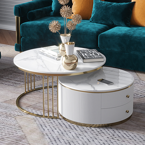 YSS Customized Luxury Modern Bedroom <strong>Side</strong> <strong>Table</strong> <strong>White</strong> Marble Top with Gold Metal Nordic Nesting Coffee <strong>Table</strong> for Home Furniture - Product Image 1