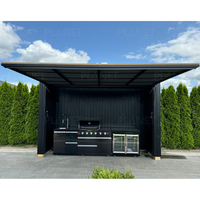 Cuisine extérieure de style américain avec barbecue, en acier inoxydable, armoires de cuisine modernes pour barbecue