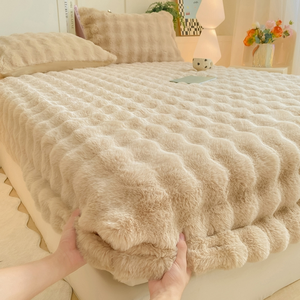 <span class=keywords><strong>Housse</strong></span> de matelas en <span class=keywords><strong>flanelle</strong></span> épaisse et chaude pour l'hiver, imprimé fourrure de lapin, couleur mate, <span class=keywords><strong>drap</strong></span> de lit en velours, <span class=keywords><strong>drap</strong></span> <span class=keywords><strong>housse</strong></span> - Product Image 3