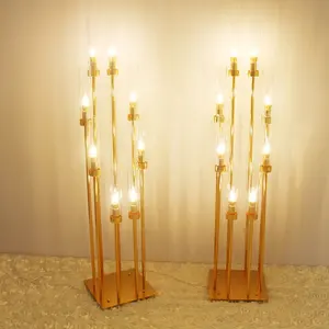 Gold Metal Crystal Candle Holders Wedding Centerpieces 8 Arms Candelabra Centerpieces For Decoration