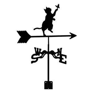 Roestvrijstalen Cat Weather Vane Outdoor Farm Dakdecoratie Met Tuin Silhouet Metalen Meetinstrument Weersveranderingen