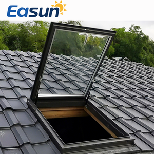 Fenêtre de toit verticale pliante moderne avec persiennes, cadre en alliage d'aluminium, ouverture à battant, protection contre les insectes, pour sous-sol, véranda, grenier, <span class=keywords><strong>manuelle</strong></span> - Product Image 3