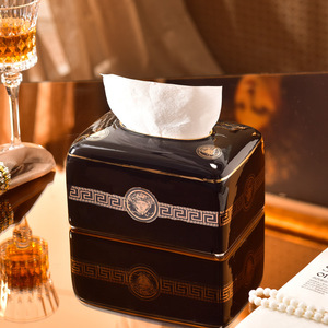 Caja de pañuelos de mesa de comedor de sala de estar de gama alta de estilo europeo, suministros de cerámica a prueba de moho para Hotel KTV - Product Image 6