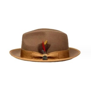 Sombreros <span class=keywords><strong>Homburg</strong></span> Modernos Personalizados al por Mayor para Hombre, Sombreros Fedora para Mujer, <span class=keywords><strong>Sombrero</strong></span> de Fieltro de Lana de Ala Ancha con Decoración de Plumas - Product Image 6
