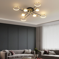Plafonnier LED moderne pour salon, salle à manger, chambre, cuisine, décoration intérieure, luminaire en forme d'anneau noir et or