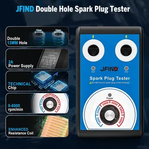 JFIND JF109 Einstellbarer Doppelloch-Zündkerzen prüfgerät Detektor Zünd stecker analysator Unterstützung 12V Benzin-Auto diagnose