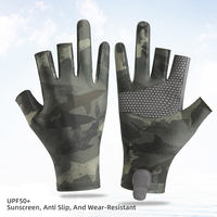 OEM Vente en gros Gants de pêche avec protection UV Gants de pêche antidérapants à 5 coupures et 5 doigts Gants de pêche sans doigts pour le travail