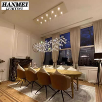Lampes suspendues en cristal LED personnalisées avec hauteur réglable pour restaurant et salon - Blanc chaud