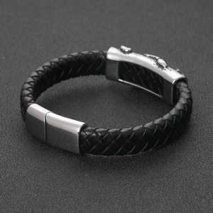 Men's Scorpion Design Braided <b>Leather</b> Charm <b>Bracelet</b> | Genuine <b>Leather</b> Wristband Stainless Steel Magnetic Clasp | Trendy Gift - Product Image 3