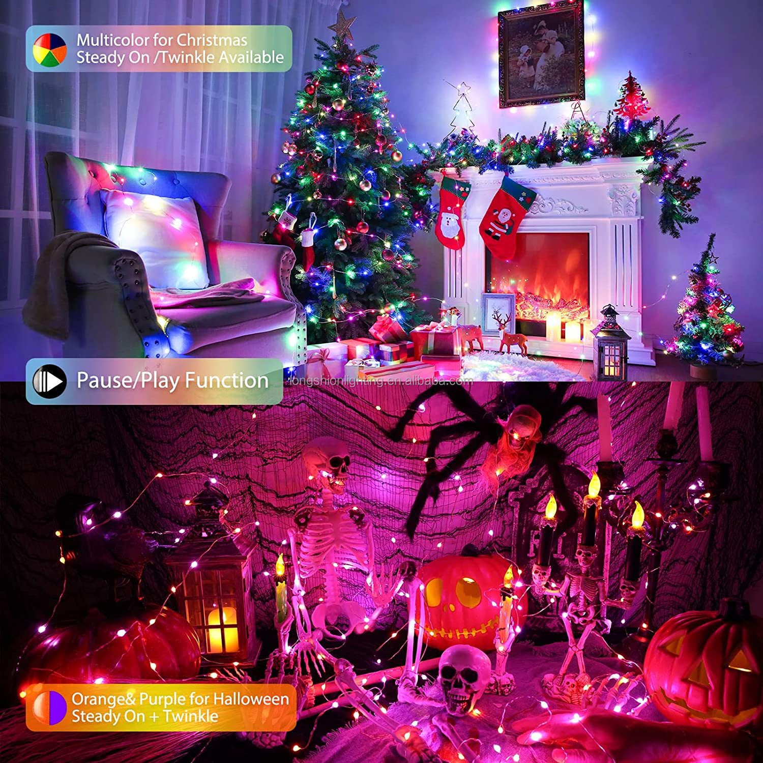 10M USB Christmas Tree LED String Lights with Smart App Remote Control - Longshion RGB Smart Fairy L