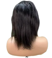 13x4 Perruque de Cheveux Vierges Courts et Lisses, Cheveux Vietnamiens Pré-Cueillis, 16 Pouces, Noir pour Femme