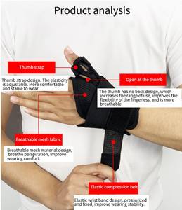 Transpirable órtesis de <span class=keywords><strong>muñeca</strong></span> refuerzo del <span class=keywords><strong>pulgar</strong></span> deporte <span class=keywords><strong>muñeca</strong></span> soporte ajustable dedo Protector soporte funda protectora - Product Image 3