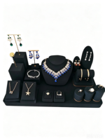 Ensemble de présentoirs à bijoux réglables DOC Black Luxury avec fond en velours, support en métal en forme de T, personnalisable pour bracelets et bagues