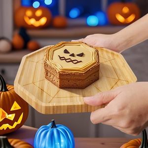 Bandeja de Servir de Bambú con Diseño de Telaraña de Halloween, Plato de Pizza de Madera Maciza, Plato para Frutas, para el Hogar, Comedor, Hotel - Product Image 1