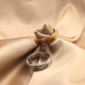 Men's Titanium Steel <b>Moon</b> And Star <b>Ring</b> Silver Gold Two Tone Geometric Design Daily Wear Jewelry 280680 - Product Image 2