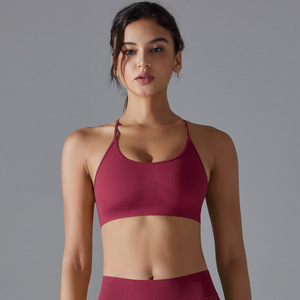 Sujetador deportivo sin costuras para mujer, diseño cruzado en la espalda, <span class=keywords><strong>de</strong></span> alta elasticidad, para fitness, yoga y running, venta al por mayor - Product Image 4