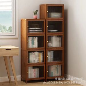 Custom Made Wooden <b>Bookcase</b> 5 Tier Ultra Narrow Dustproof <b>Solid</b> <b>Wood</b> Storage Shelf For Student Space Saving Floor Standing - Product Image 3