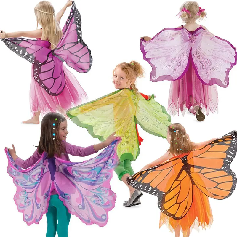Nuevo vestido para niños estilo elfo Ángel mariposa alas conjunto Capa Máscara Halloween puesta en escena disfraz