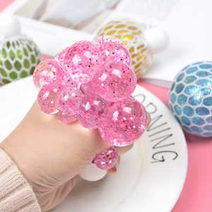 7cm Colorful Bead Grape Squeeze Ball Stress Relief Fidget Toy Creative Squishy Vent Ball for Boys & Girls Unisex Anxiety Relief - Product Image 1