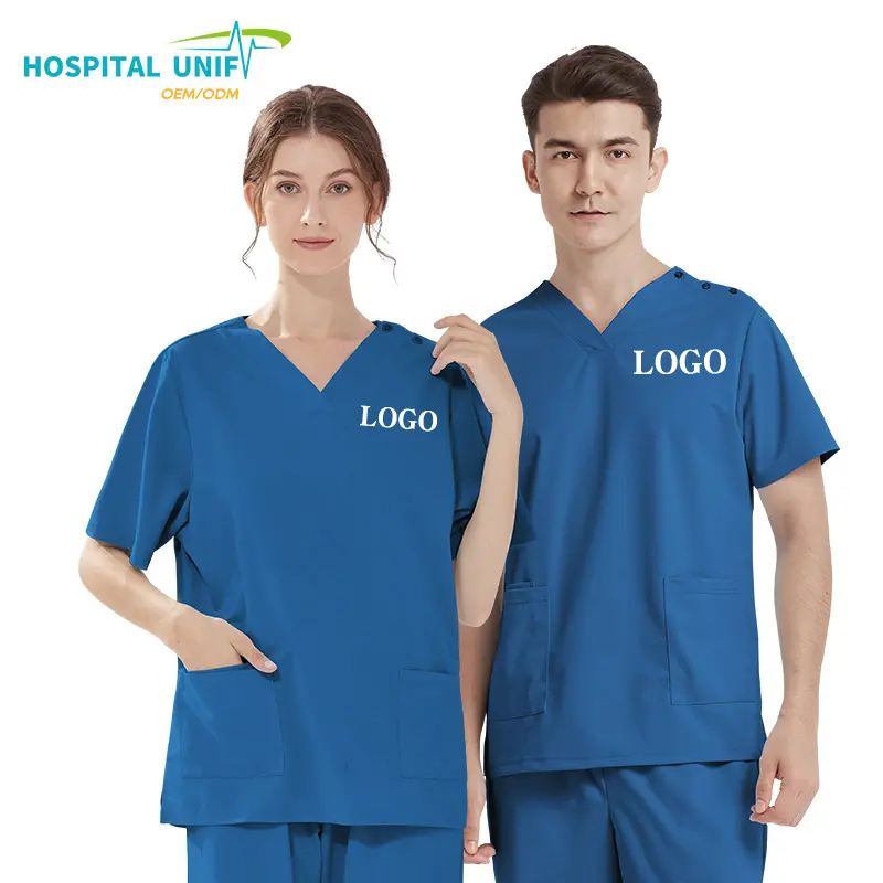 H U Best Selling Hospital Uniform Woman Top Scrub Suit Scrubs Sets High Quality Cotton Polyester Custom Scrubs Nursing Uniforms