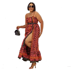 فستان أفريقي مطبوع من الشمع الأفريقي للسيدات بدون أكمام