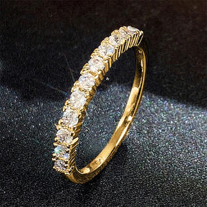 Classic Eternity <b>Band</b> Ring for Women Yellow Gold <b>Copper</b> Brilliant Cut Golden Yellow Diamonds Prong Setting Wedding Jewelry Model - Product Image 3