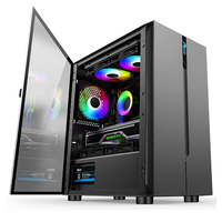 RGB Fan PC şasi ile siyah PC durumda USB3.0 temperli cam oyun için bilgisayar kasası M-ATX masaüstü bilgisayar dolabı