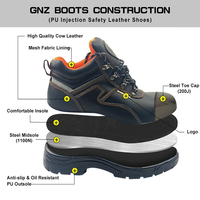 Bottes de sécurité unisexes en cuir, coupe basse, à lacets, durables, antidérapantes, avec embout en acier, pour machines et travaux de sécurité