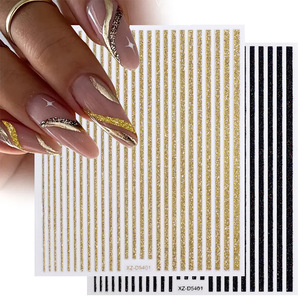 Pegatinas para Uñas, 8 Colores, Brillantes, Rayas Verticales Sólidas, Rojo, Morado, Estilo Femenino y Lujoso, Pegatinas de Papel para Arte de Uñas, <span class=keywords><strong>Manicura</strong></span> - Product Image 2