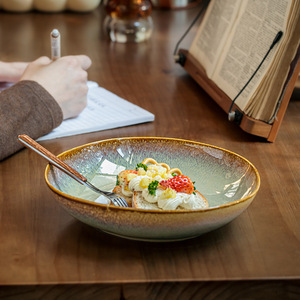 Assiettes creuses en céramique colorées de 8 pouces en forme de flamme, plats à salade de forme spéciale, plats à pâtes italiens, <span class=keywords><strong>vaisselle</strong></span> d'hôtel – Vente en gros usine - Product Image 3