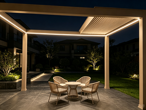 Pergola de luxe RKOVE RK-E1 en aluminium, pavillon extérieur à lames orientables, auvent imperméable avec éclairage LED pour villa et jardin - Product Image 4