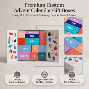 Caja de Regalo de <span class=keywords><strong>Calendario</strong></span> de <span class=keywords><strong>Adviento</strong></span> Navideño Reutilizable con Diseño Autoensamblable en Relieve, Papel Antigrasa para Dulces y Regalos Cosméticos - Product Image 4