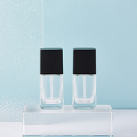 Flacon cosmétique carré en verre givré et transparent de 30 ml avec pompe à pression pour sérum, lotion et fond de teint
