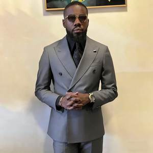 Trajes Formales Negros <span class=keywords><strong>para</strong></span> Hombre, Corte Regular, Doble Botonadura, Solapa Puntiaguda, Trajes Masculinos a Medida, Terno de 2 Piezas, Conjunto de Chaqueta y Pantalones - Product Image 5