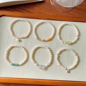 Pulsera Minimalista de Cuentas Sueltas de Citrino, Cuarzo Rosa y Jade, Pulsera de Perlas Naturales de Agua Dulce para Mujer - Product Image 2